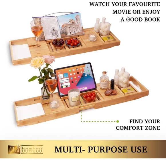 Bamboo Bathtub Caddy Tray - Picture 8 of 11